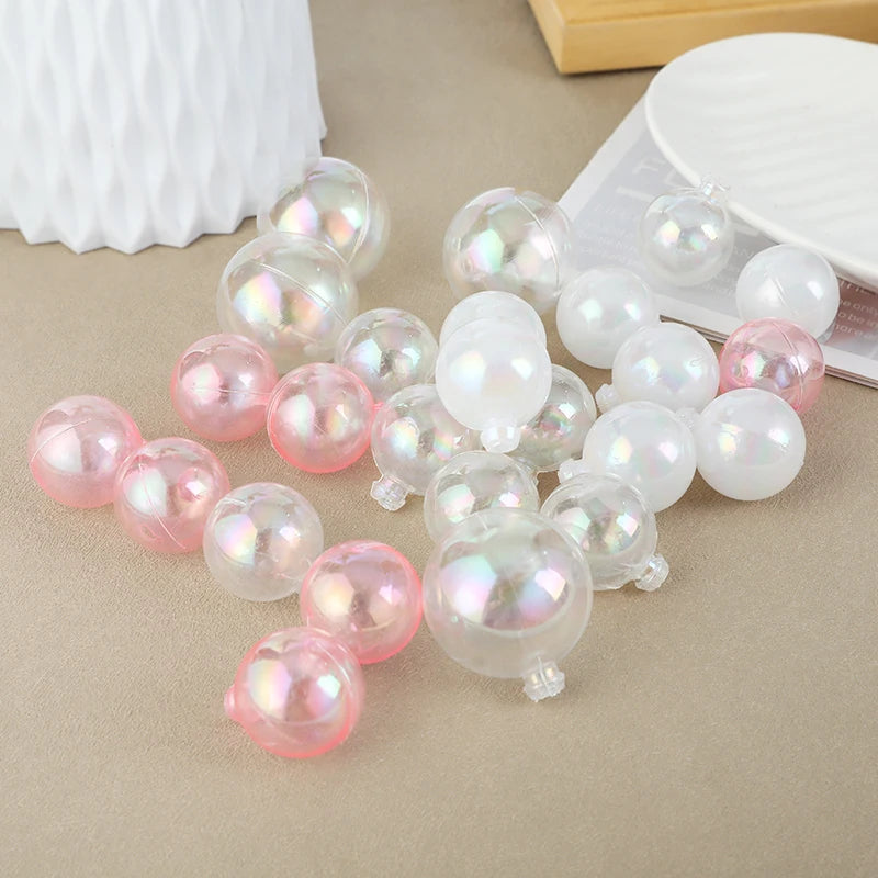 Kit 10 Toppers de bolo esferas transparentes , rosa e pérola