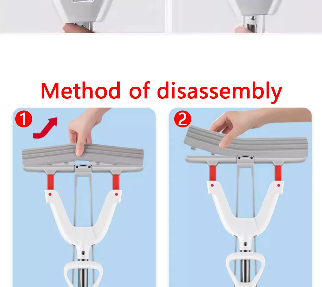 Esfregão mop de borracha com drenagem automática espremida mágico, auto-limpeza, esponja reutilizável