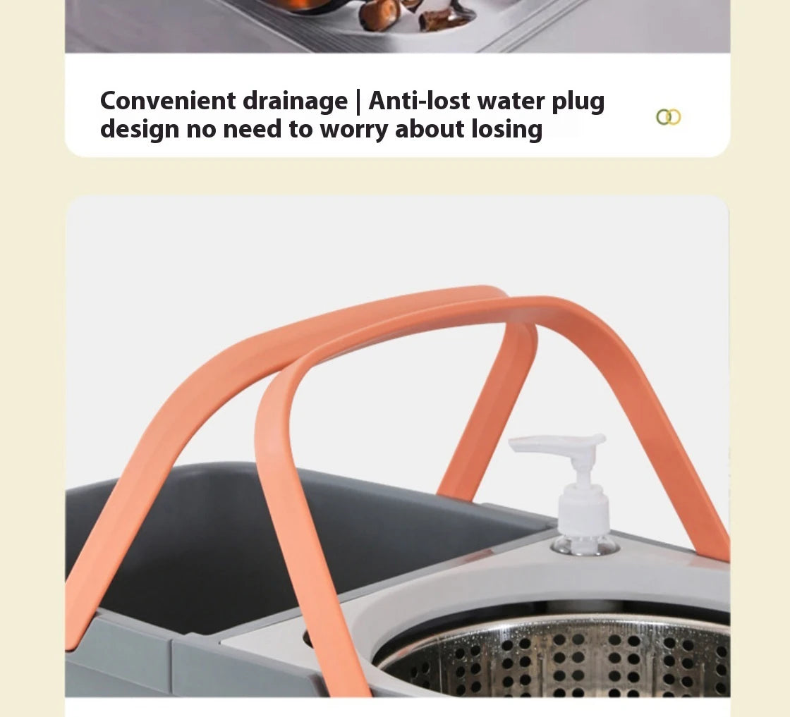 Conjunto de esfregão giratório balde separação de sujeira + garrafa de adição de produtos