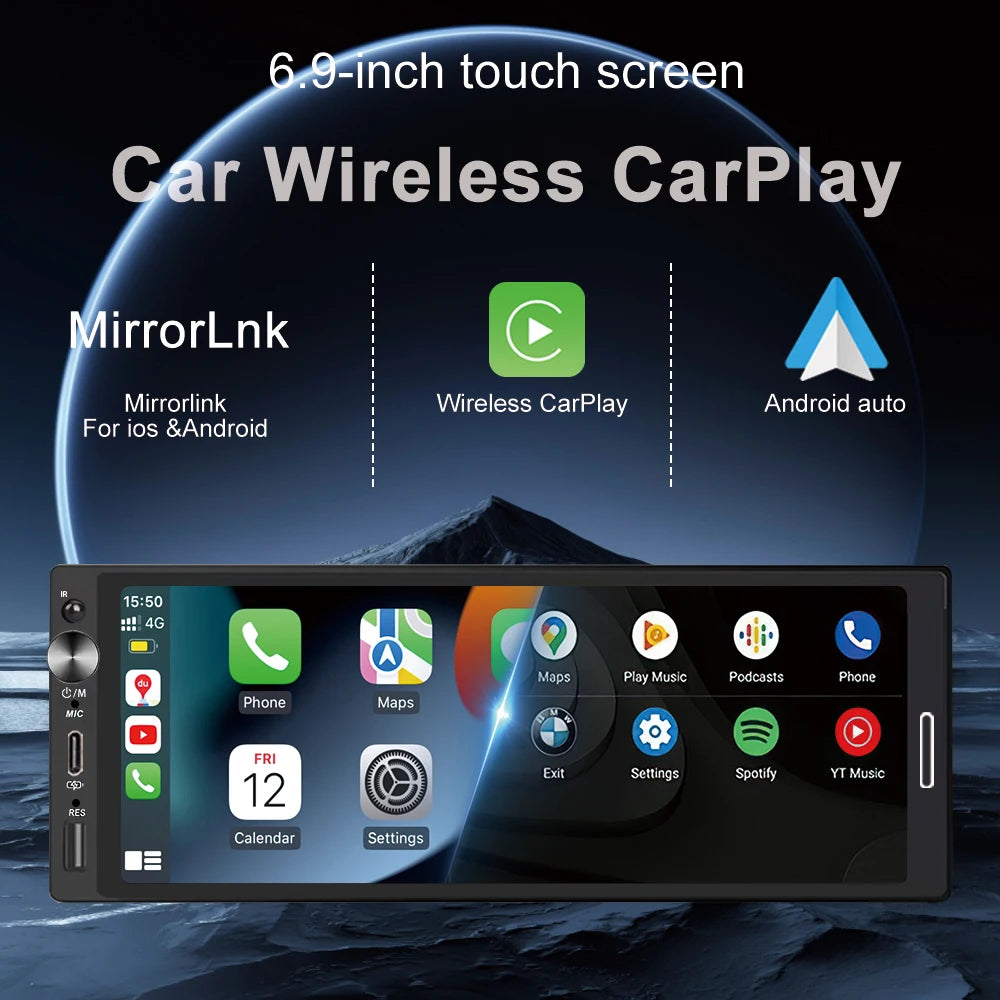 Multi mídia Hd tela touch carplay/bluetooth 5.0/AUX/Fm Radio