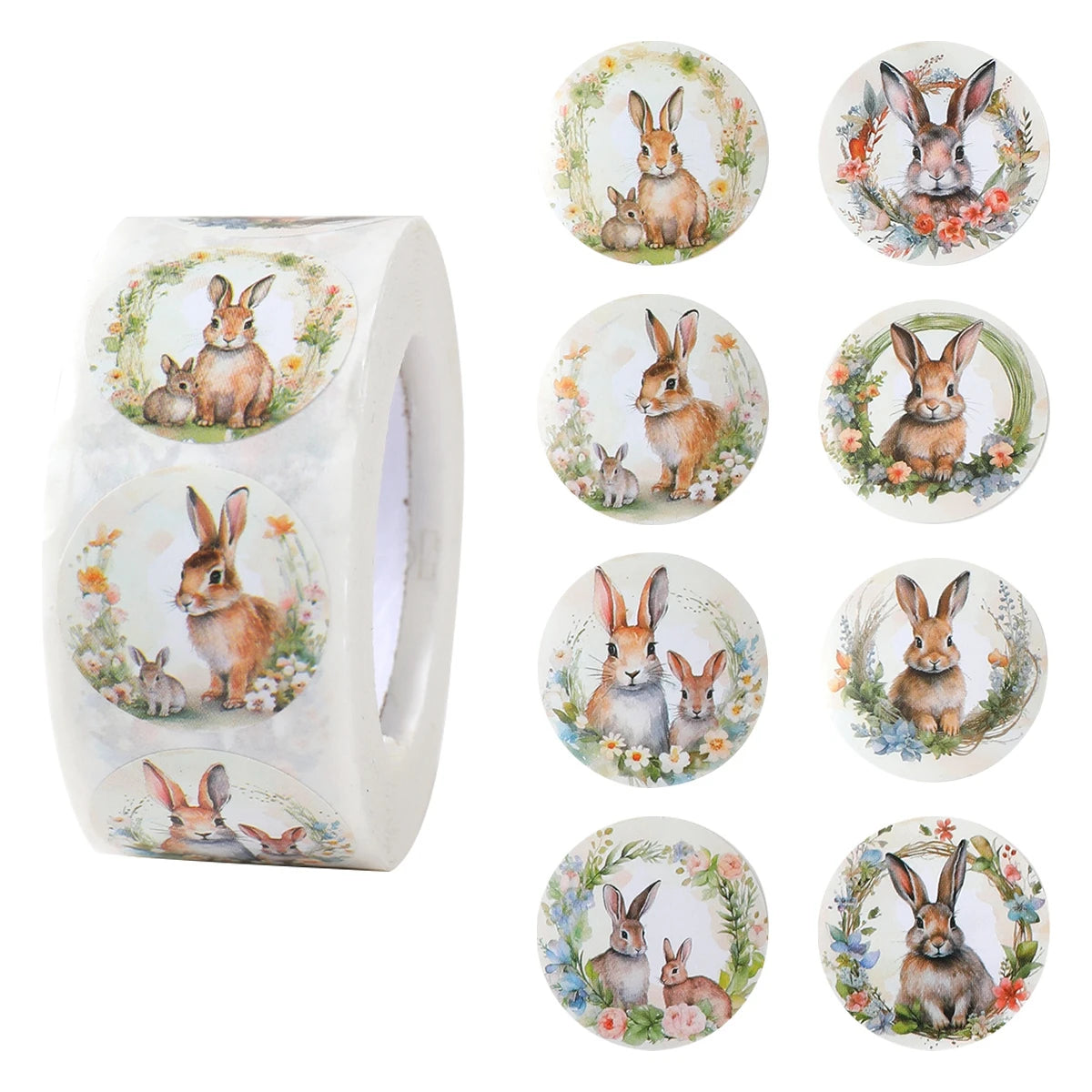 Rolo com 500 Adesivos de Coelhinho