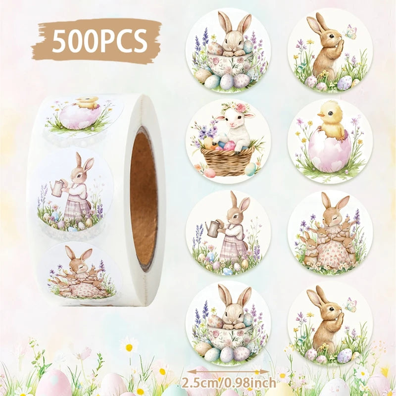 Rolo com 500 Adesivos de Coelhinho