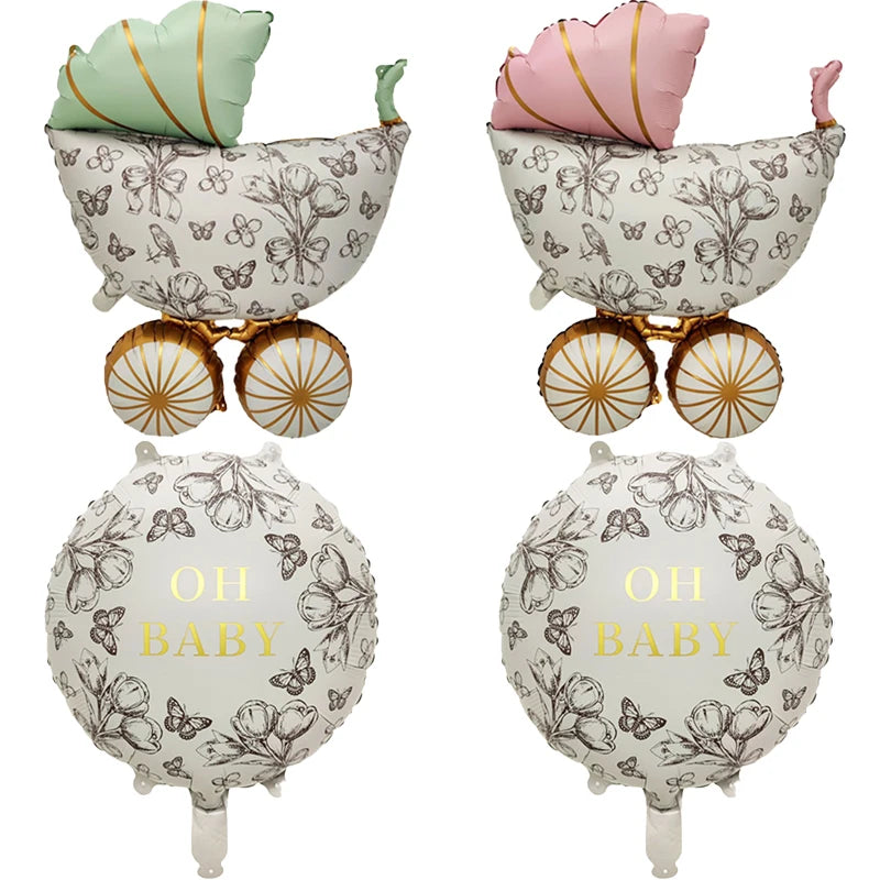 Balão Metalizado Carrinho de Bebê e Mamadeira