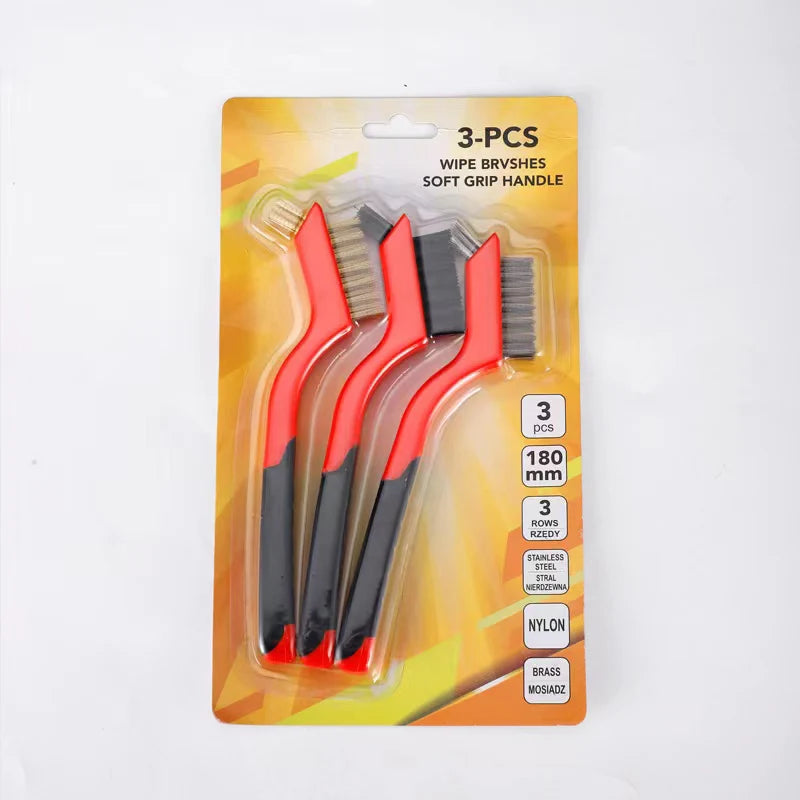 Escova de aço inoxidável , removedor de ferrugem, fio de metal, conjunto de 3 peças