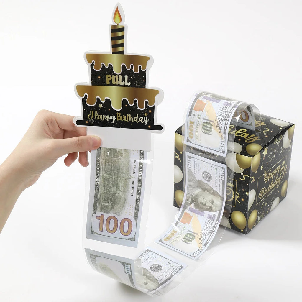 Caixa Puxa Dinheiro com Cartão – Presente Surpresa de Aniversário