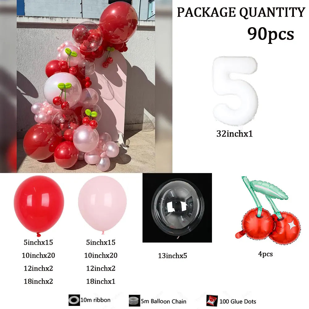 Kit de Balões Números Tema Cereja