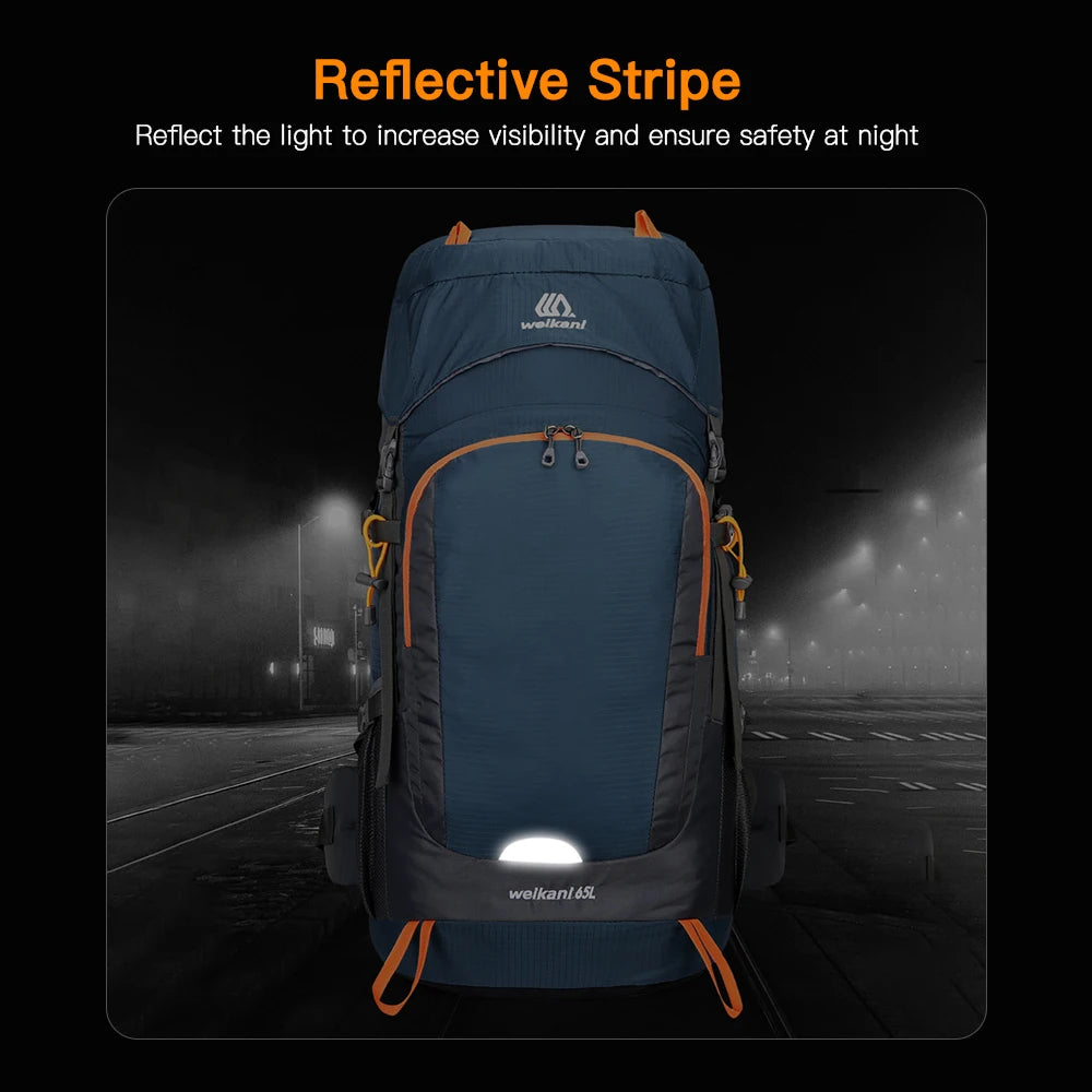 Mochila 65L  resistente à água com capa de chuva