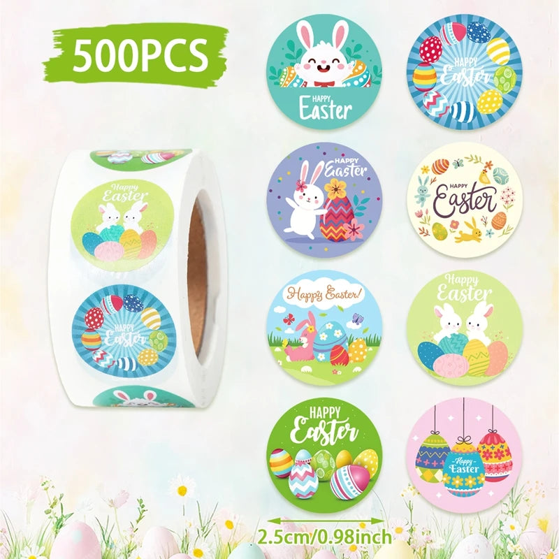 Rolo com 500 Adesivos de Coelhinho