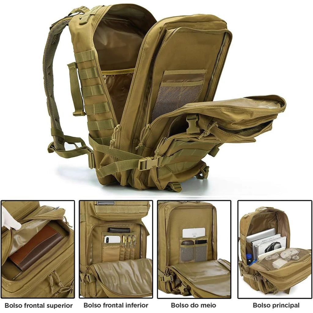 Mochila tática resistente a água grande capacidade de armazenamento