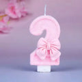 Vela de Aniversário Números 0 a 9 com Laço Rosa
