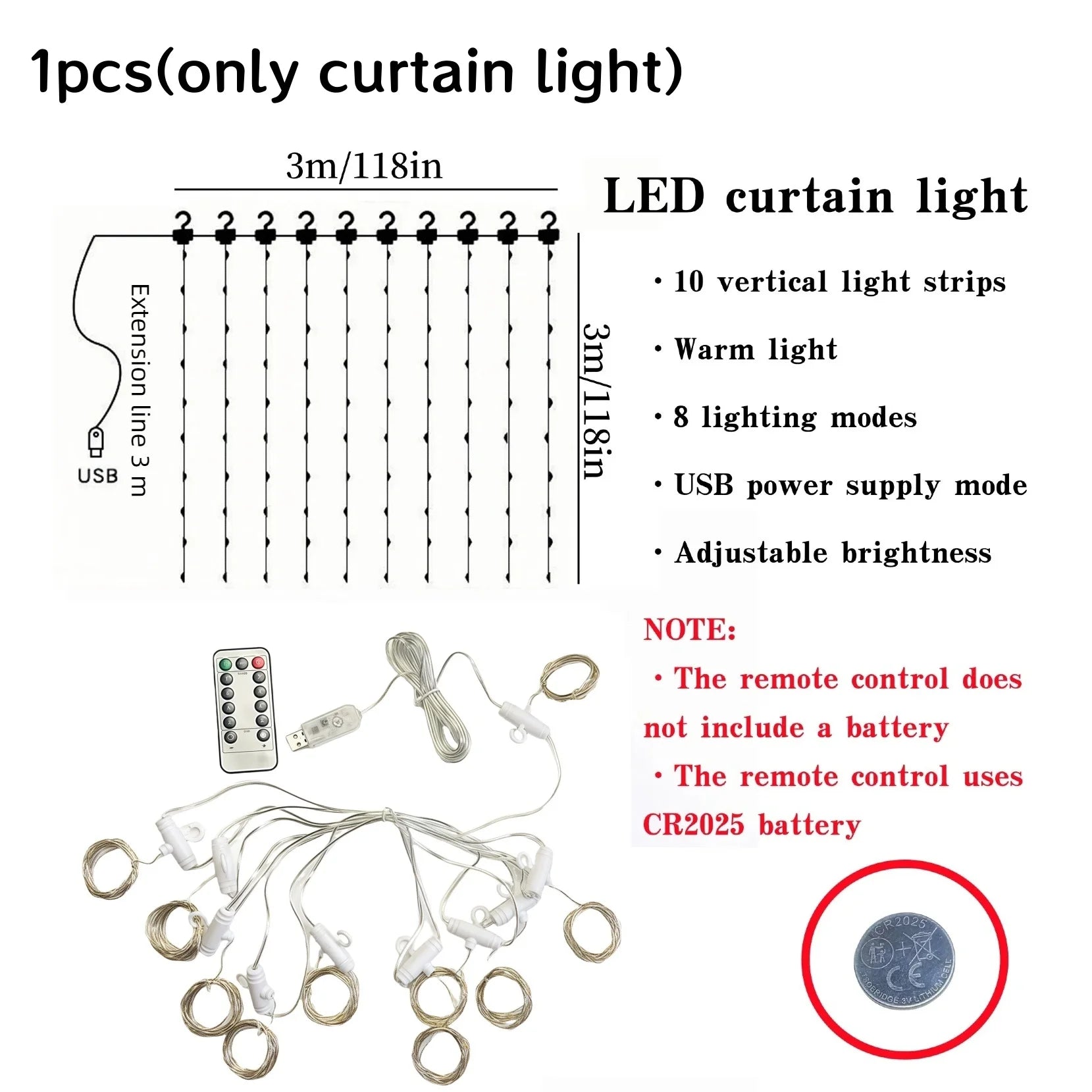 Kit de Cortinas de Tule com led
