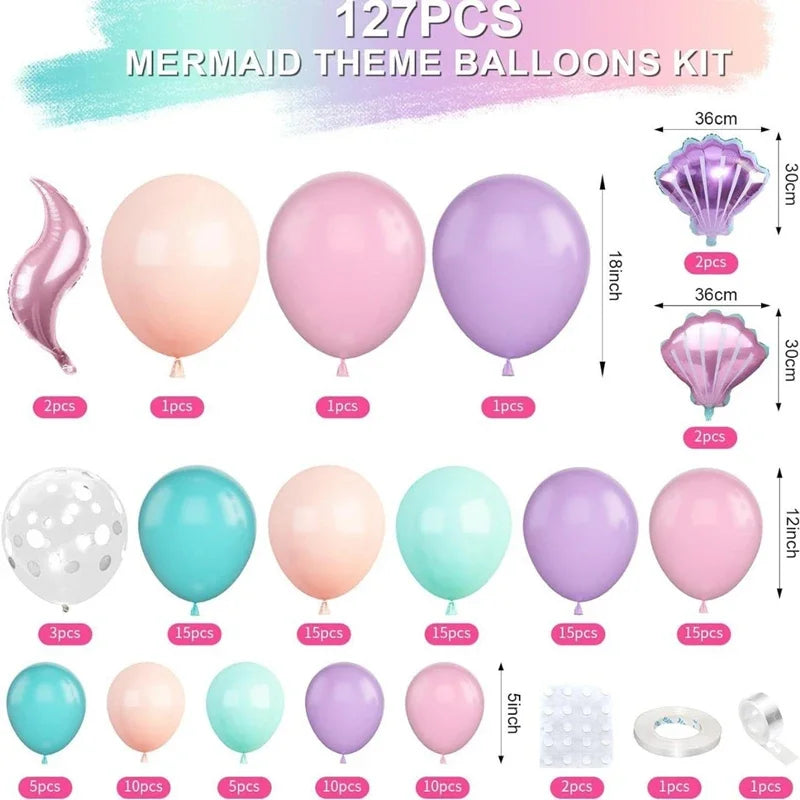 Kit de Balões Sereia e Fundo do Mar – 127 Peças