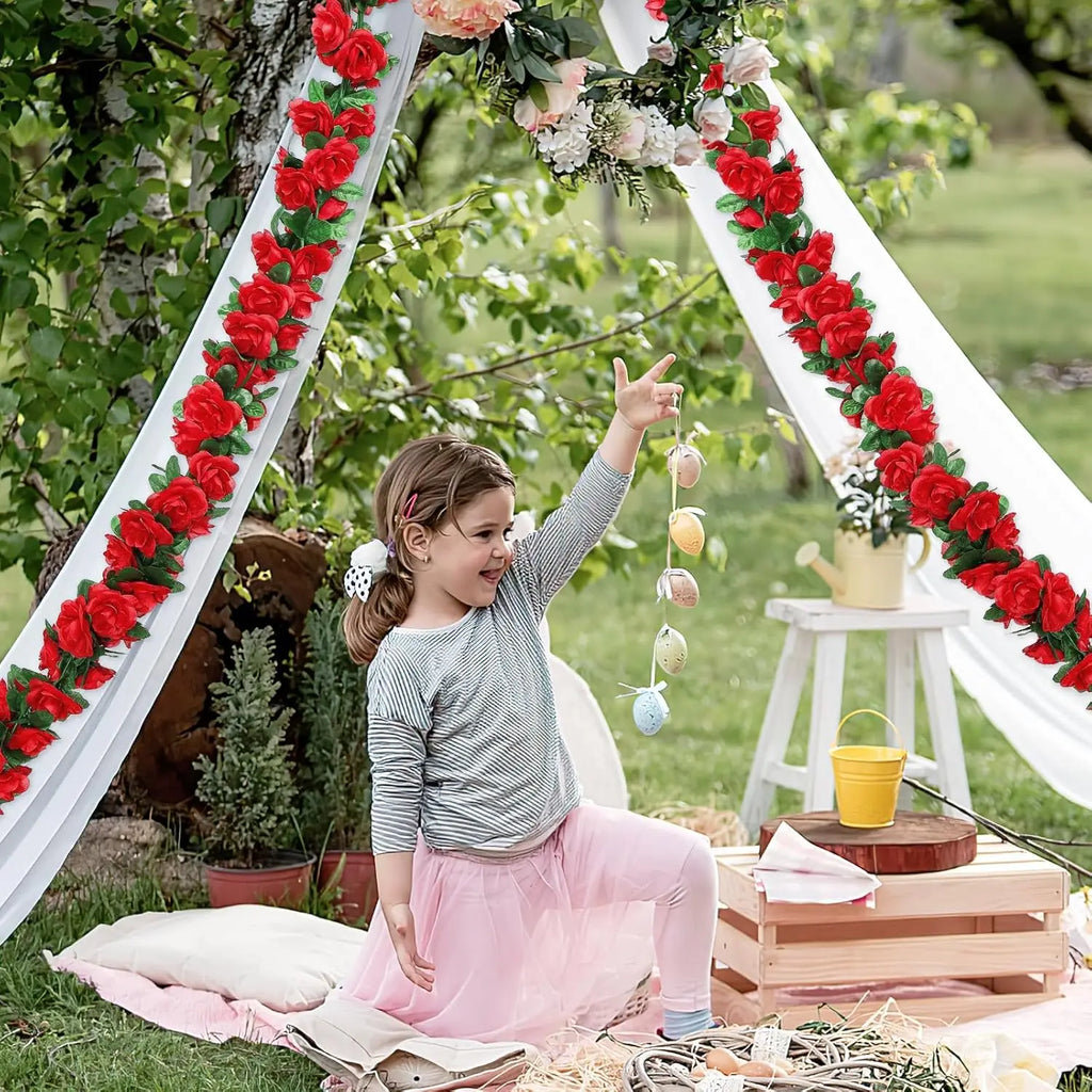 Kit 5 Guirlandas de Rosas Vermelhas (2,5 metros cada)