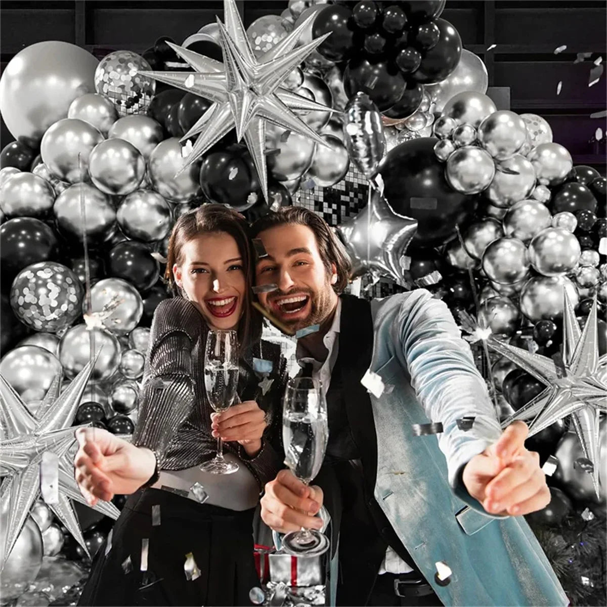 Kit de Balões Preto e Prata –120 Peças