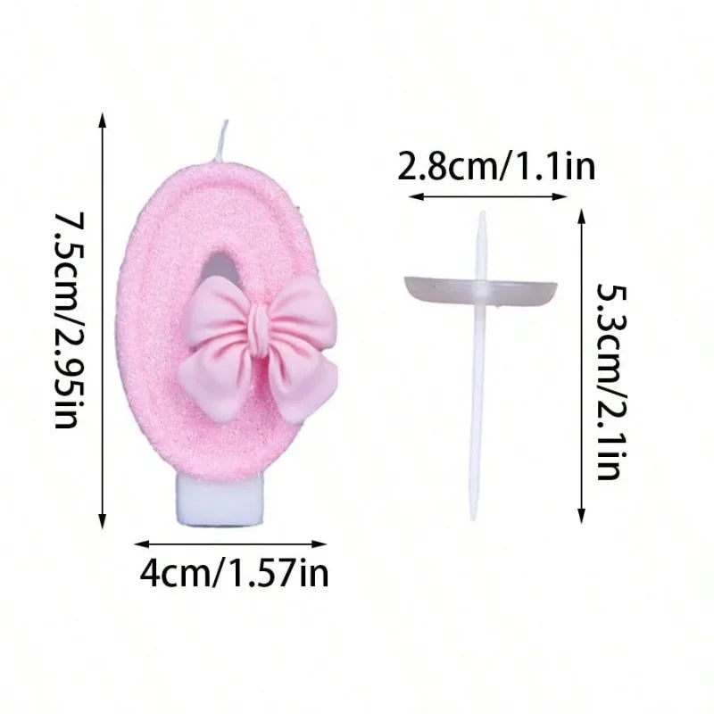 Vela de Aniversário Números 0 a 9 com Laço Rosa