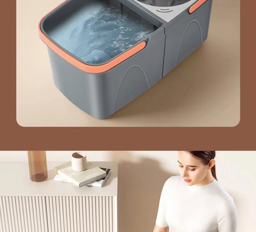 Conjunto de esfregão giratório balde separação de sujeira + garrafa de adição de produtos