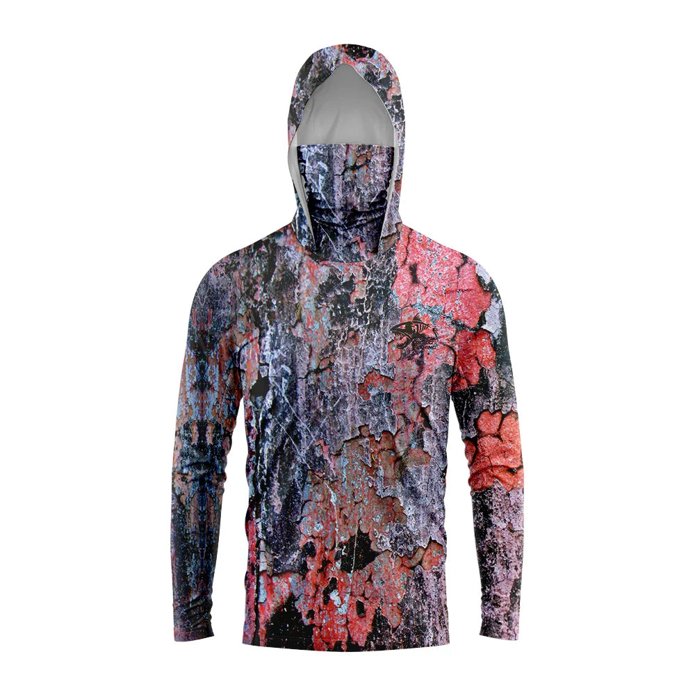 Camiseta masculina manga loga proteção upf 50+  qualidade premium com capuz tecido respirável