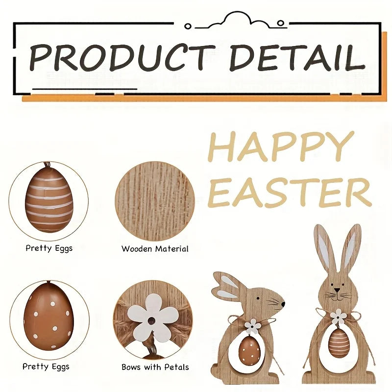 Kit 2 Peças de Madeira Coelhos