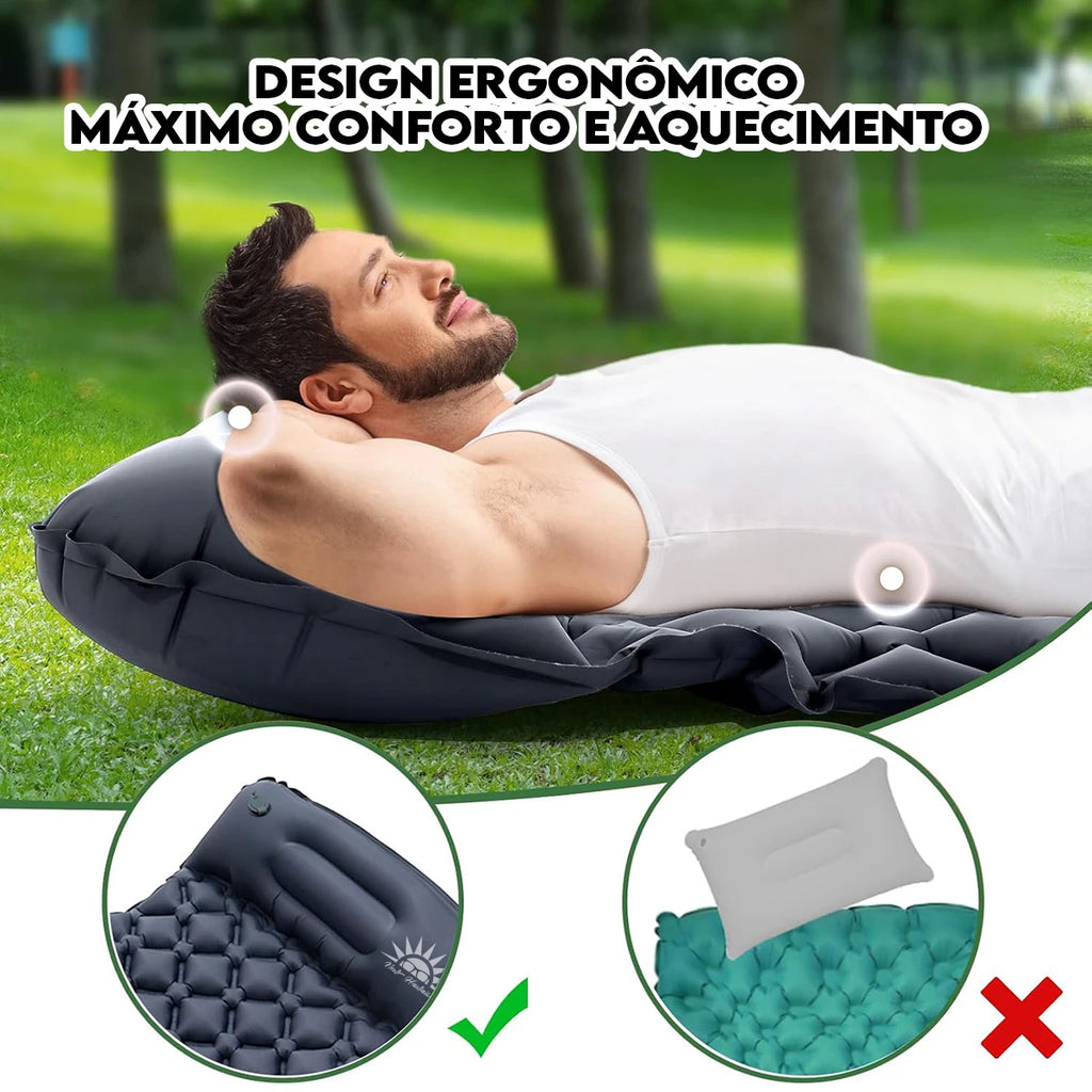 Colchonete inflável resistente a prova dágua com bomba de pé integrada