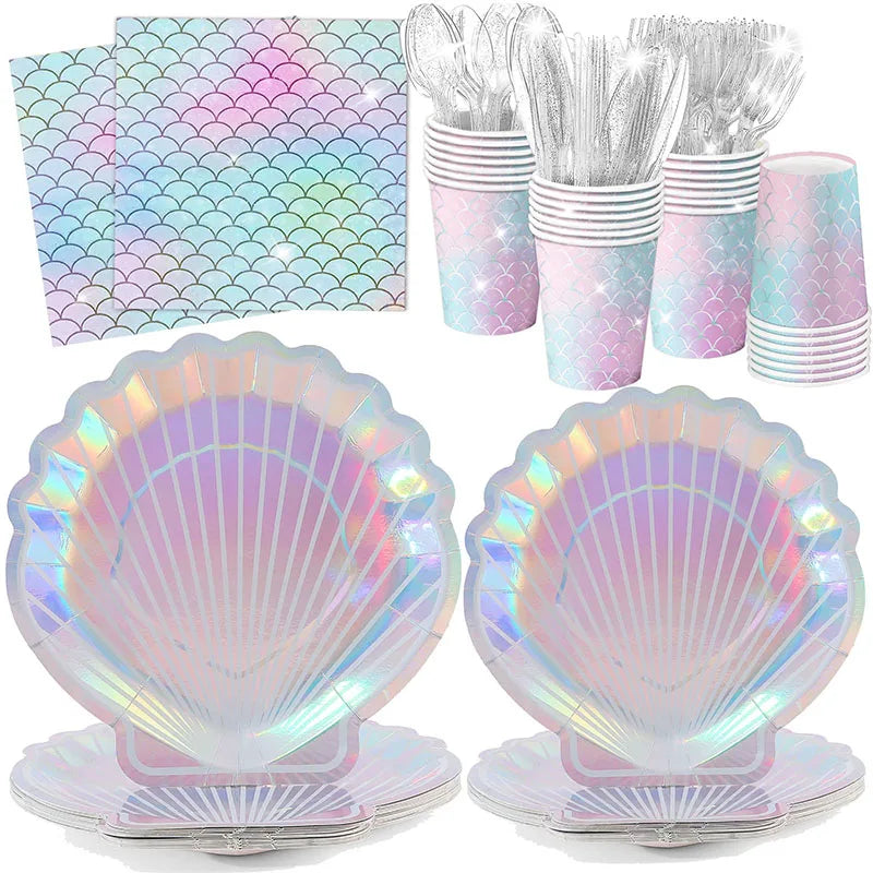 Kit Talheres e Pratos Sereia: Mesa Completa Fundo do Mar