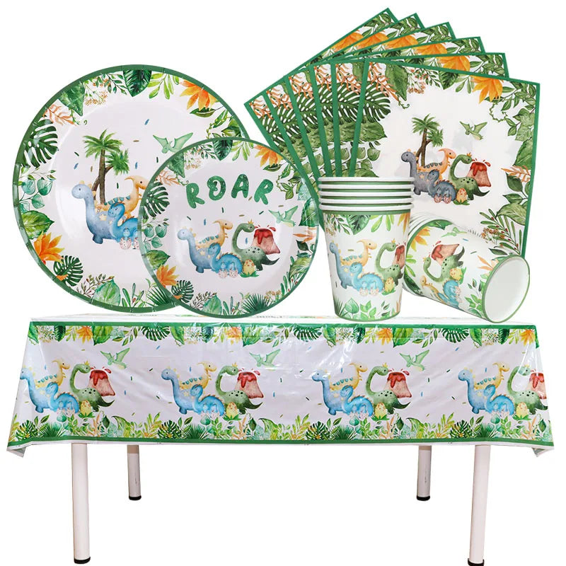 Kit Talheres e Pratos Descartáveis Dinossauro – Festa Completa
