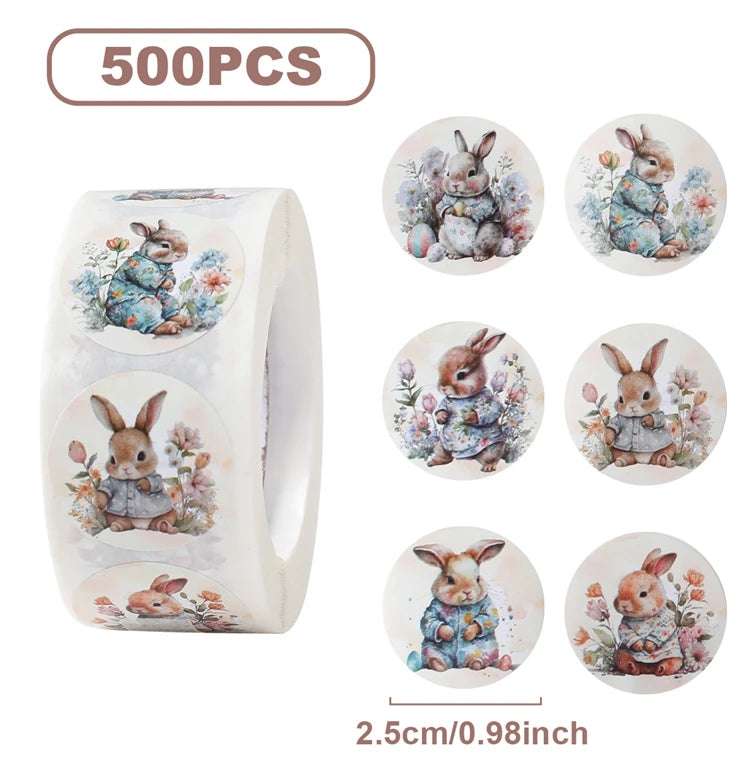 Rolo com 500 Adesivos de Coelhinho