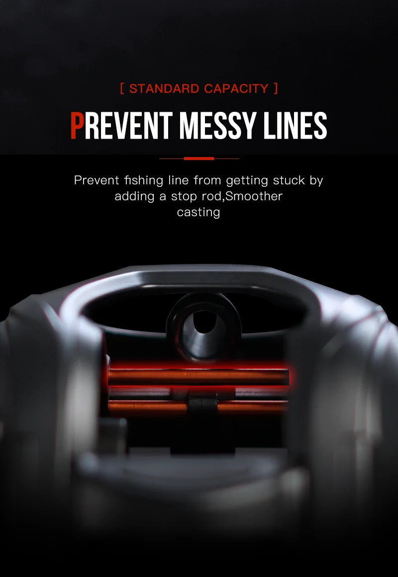Rolamento cerâmico híbrido Arruela de fibra de carbono Sistema de rolamento duplo N52 Freio Carretilhas de pesca