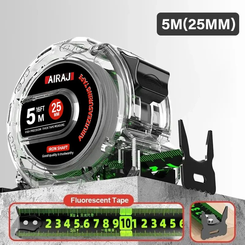 Fita métrica fluorescente medida precisão escala espessada  e resistente ao desgaste ferramenta de medição multiuso