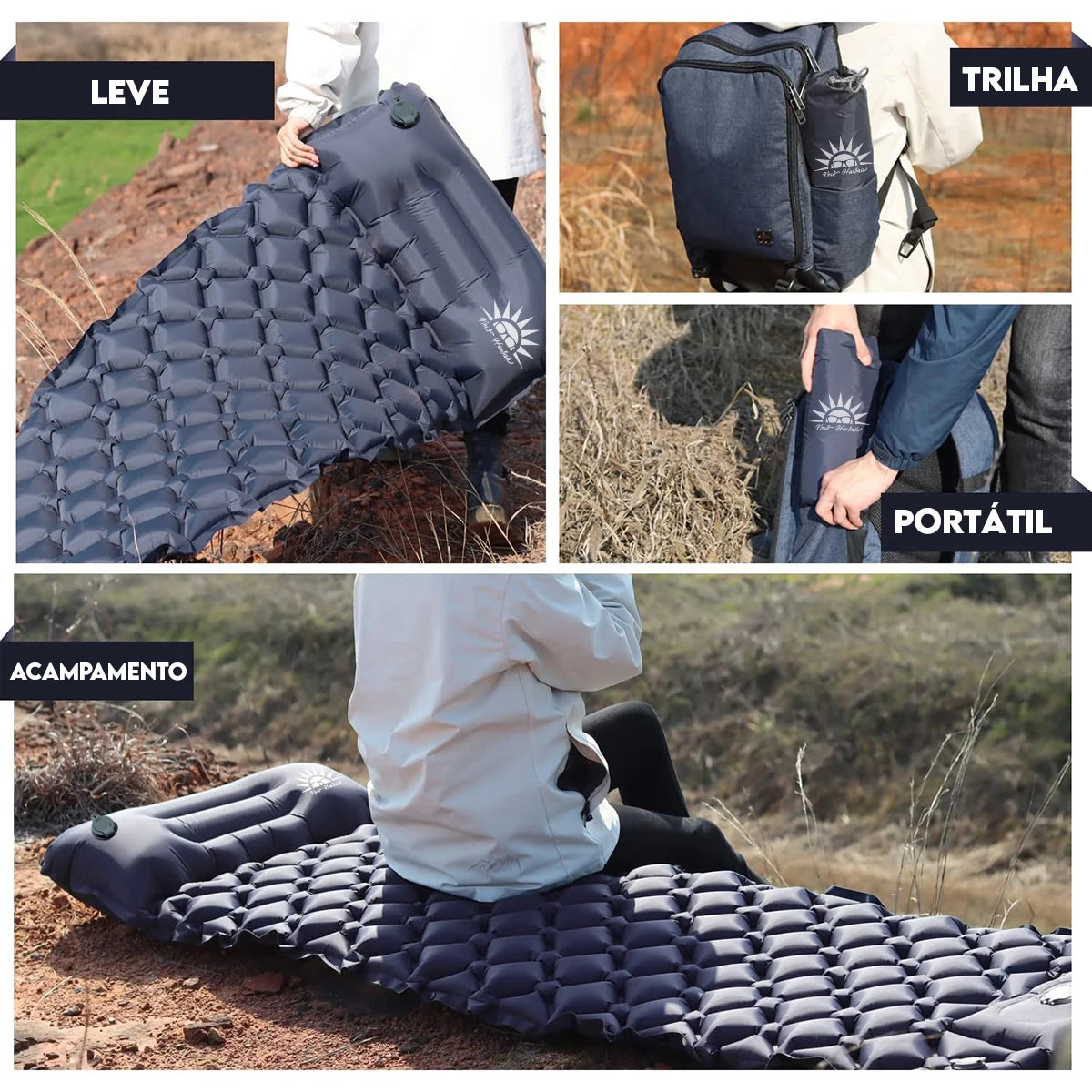 Colchonete inflável resistente a prova dágua com bomba de pé integrada