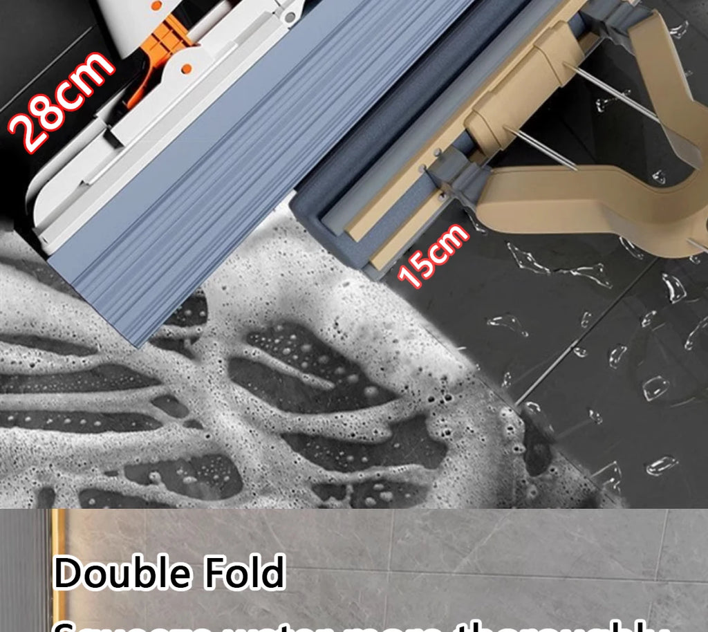 Esfregão mop de borracha com drenagem automática espremida mágico, auto-limpeza, esponja reutilizável