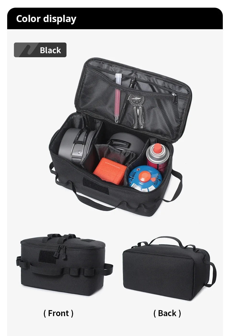 Bolsa de camping com compartimentos funcionais