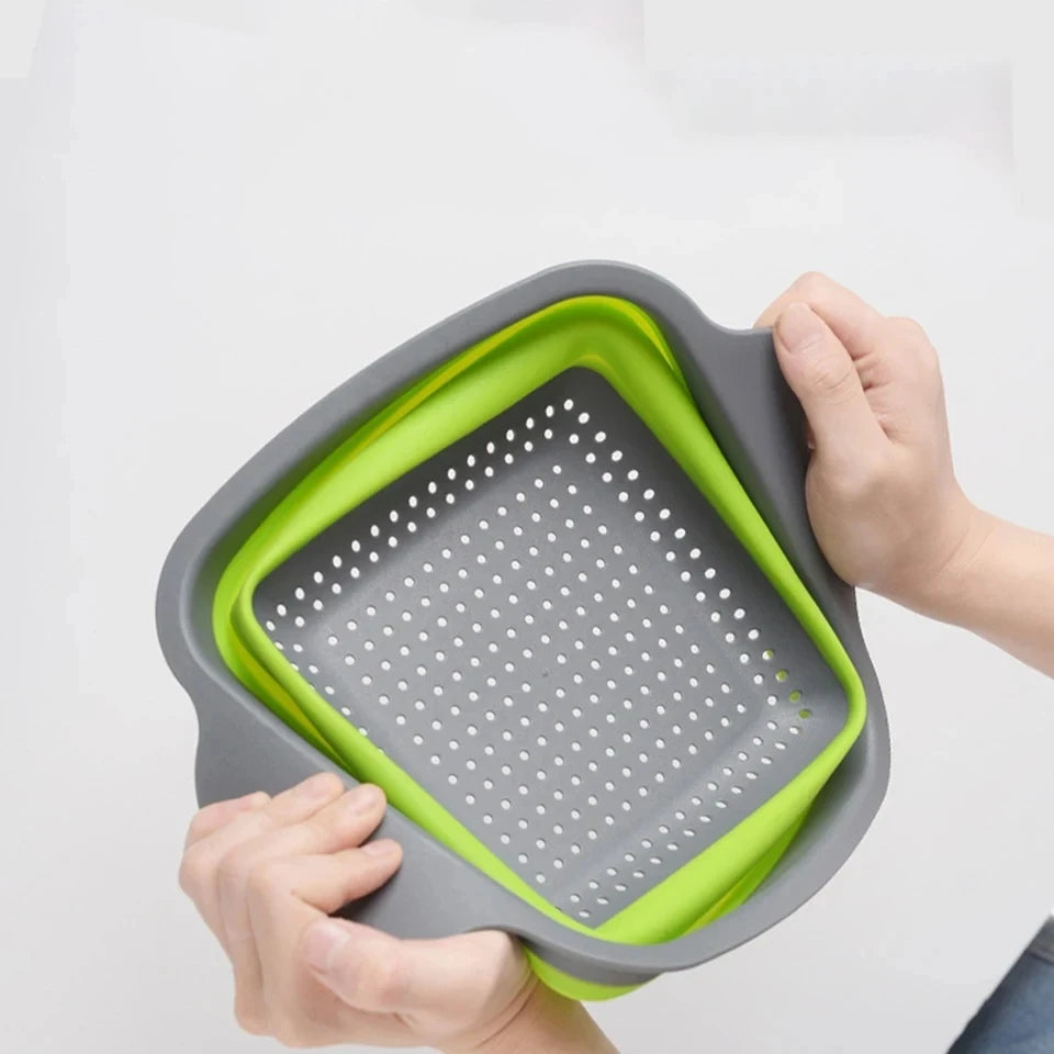 2 pçs silicone dobrável escorredor cesta frutas vegetais dobrável escorredor de cozinha