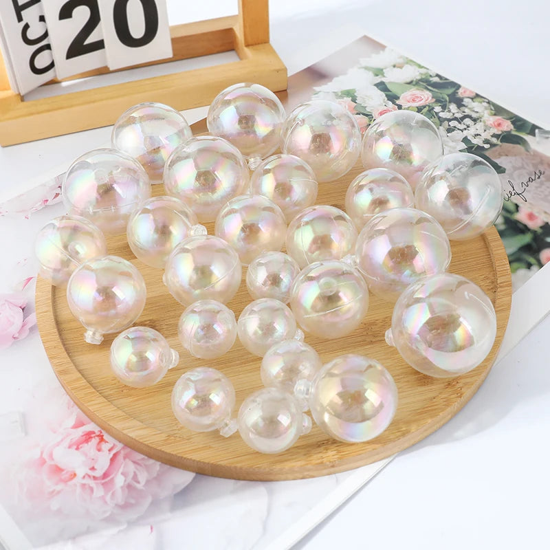 Kit 10 Toppers de bolo esferas transparentes , rosa e pérola