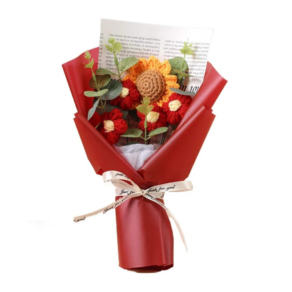 Lindo buquê de flores artificiais de crochê, artesanal