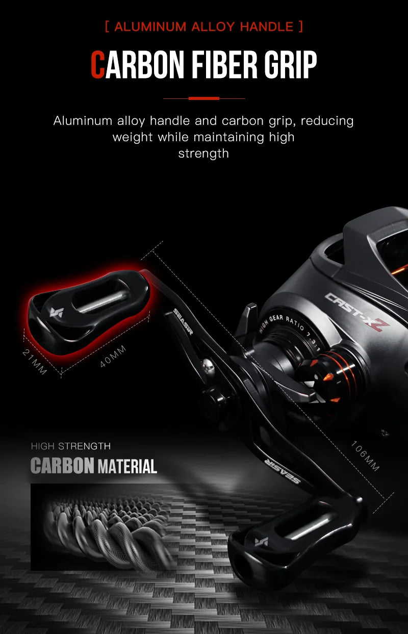 Rolamento cerâmico híbrido Arruela de fibra de carbono Sistema de rolamento duplo N52 Freio Carretilhas de pesca