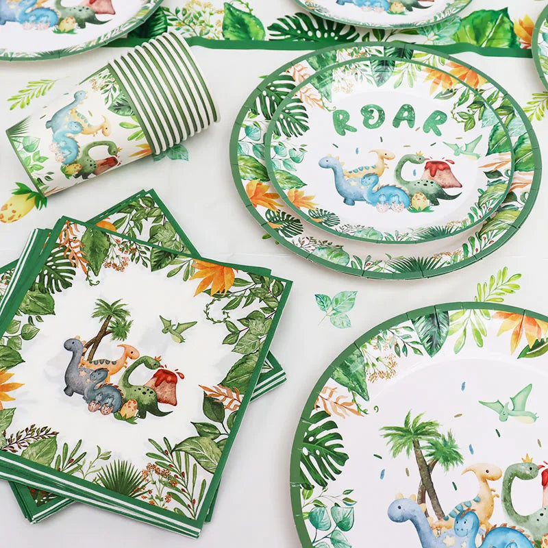 Kit Talheres e Pratos Descartáveis Dinossauro – Festa Completa