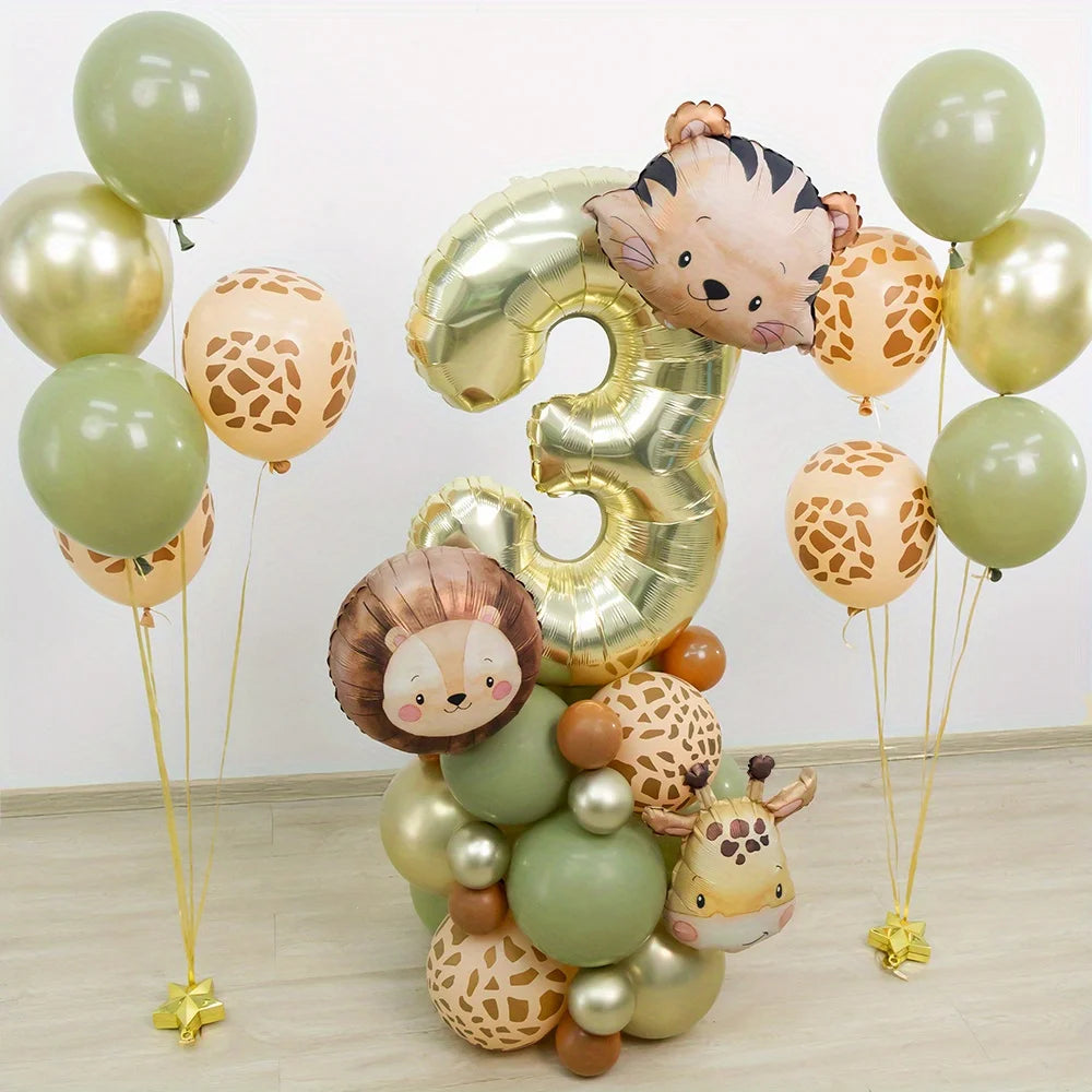 Kit Para Torre de Balões Safari com Número (1 a 9) – 38 Peças