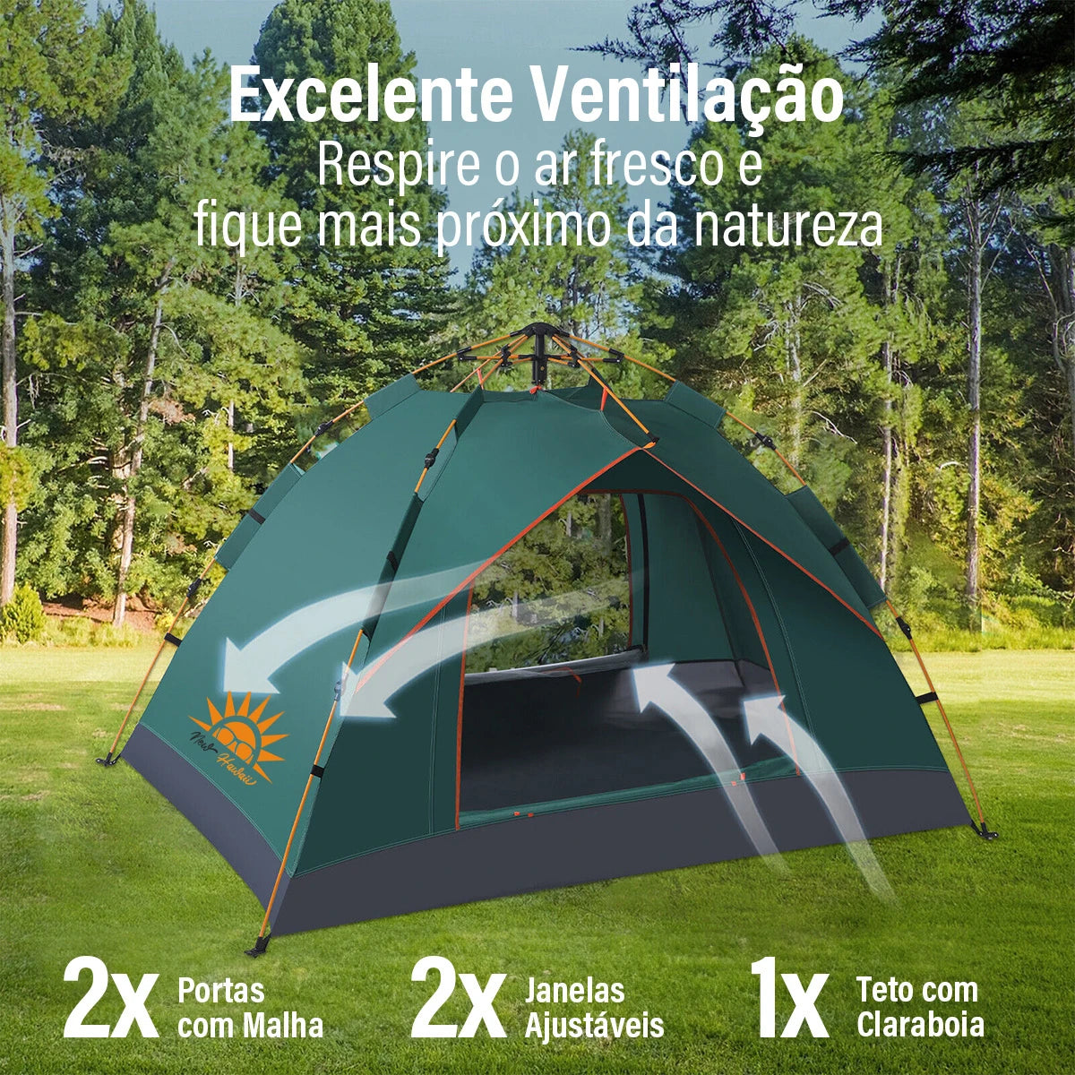 Barraca Automática com proteção uv e impermeável 3/4 pessoas