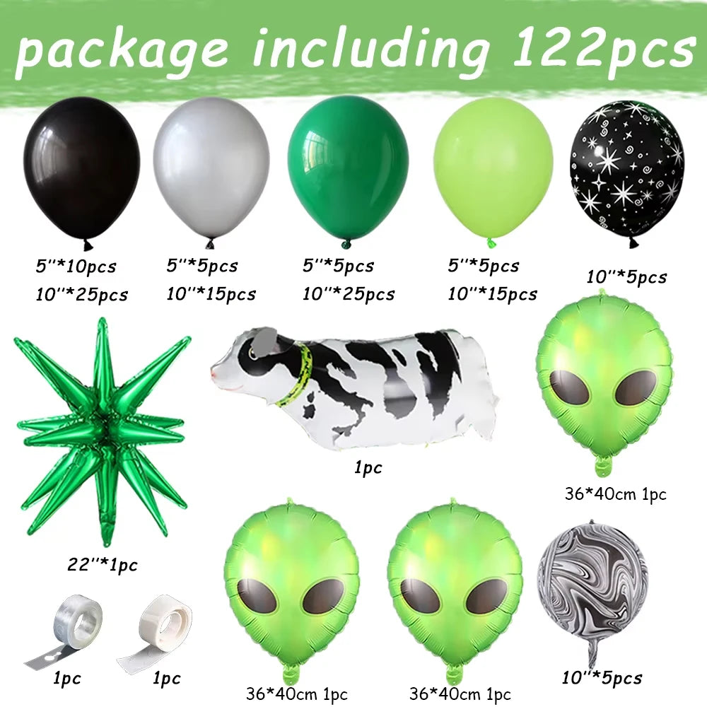 Kit Balões Galáxia: Alien, UFO e Vaquinha Abduzida