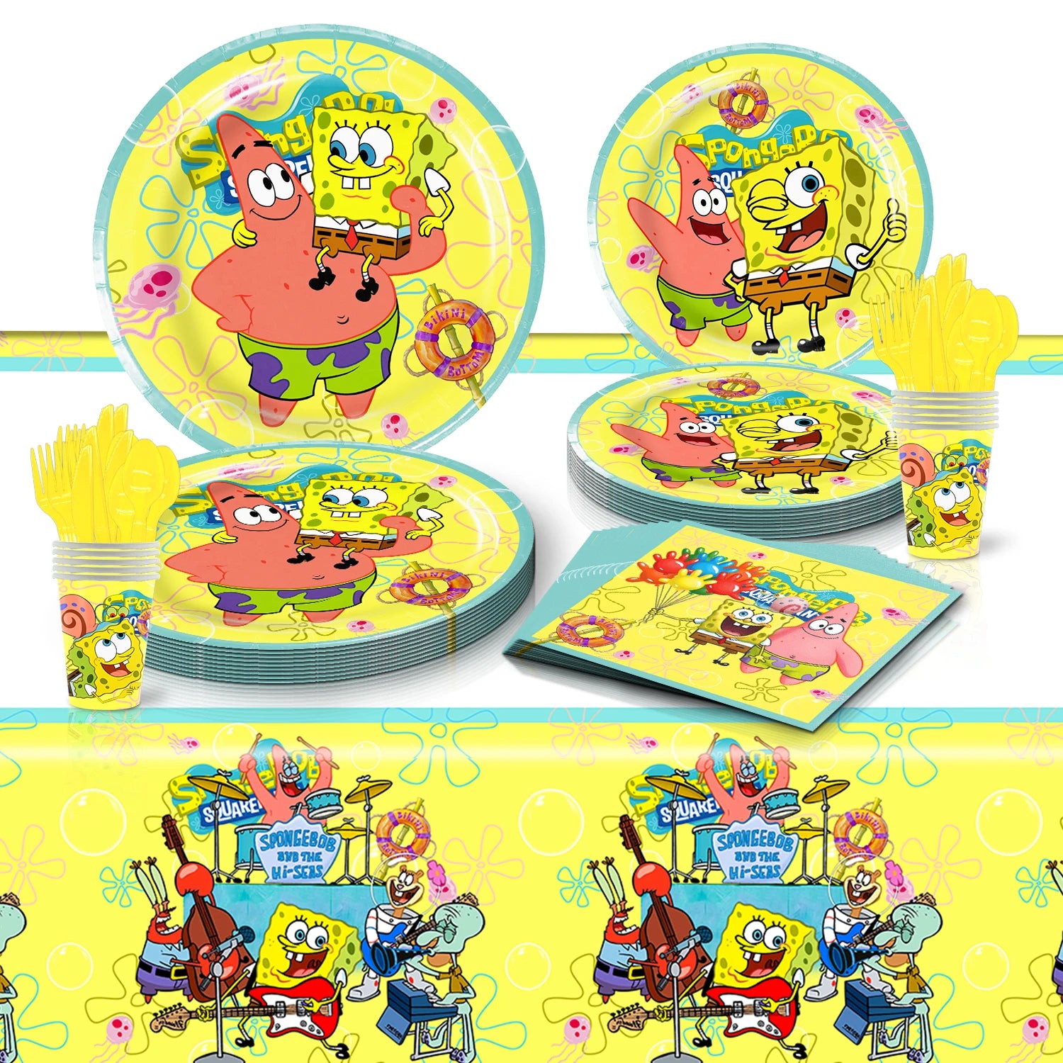 Kit Festa Bob Esponja: Descartáveis e Balões