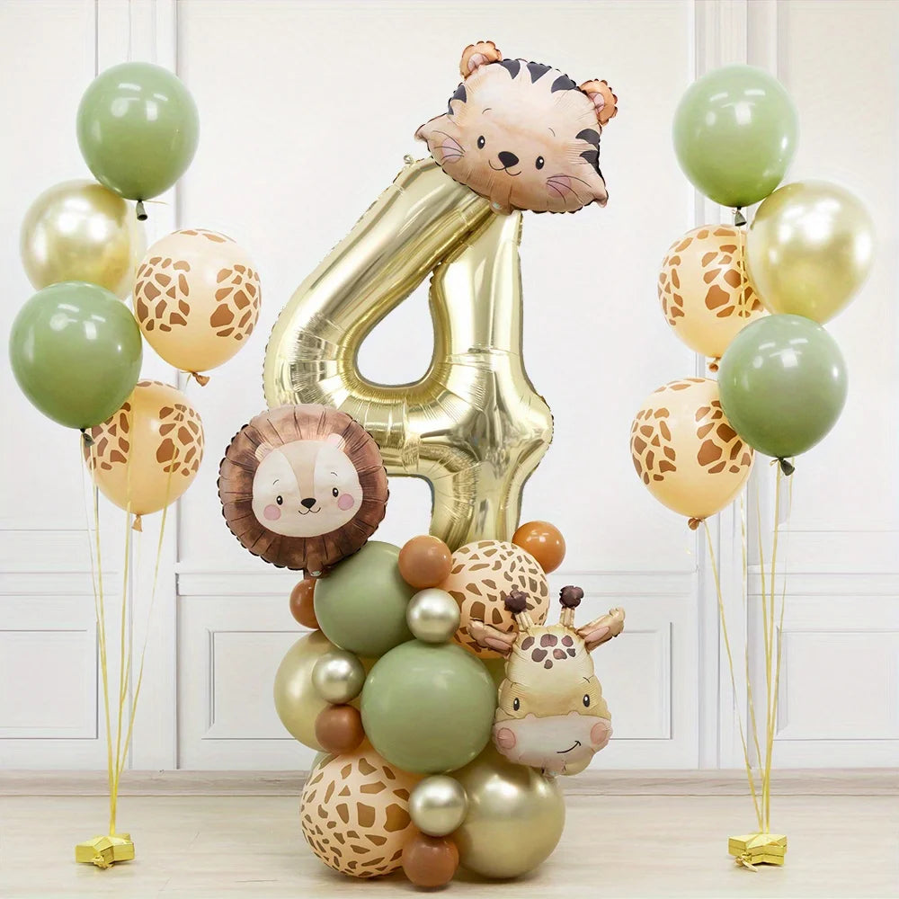 Kit Para Torre de Balões Safari com Número (1 a 9) – 38 Peças