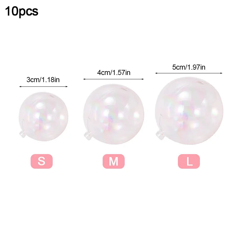Kit 10 Toppers de bolo esferas transparentes , rosa e pérola