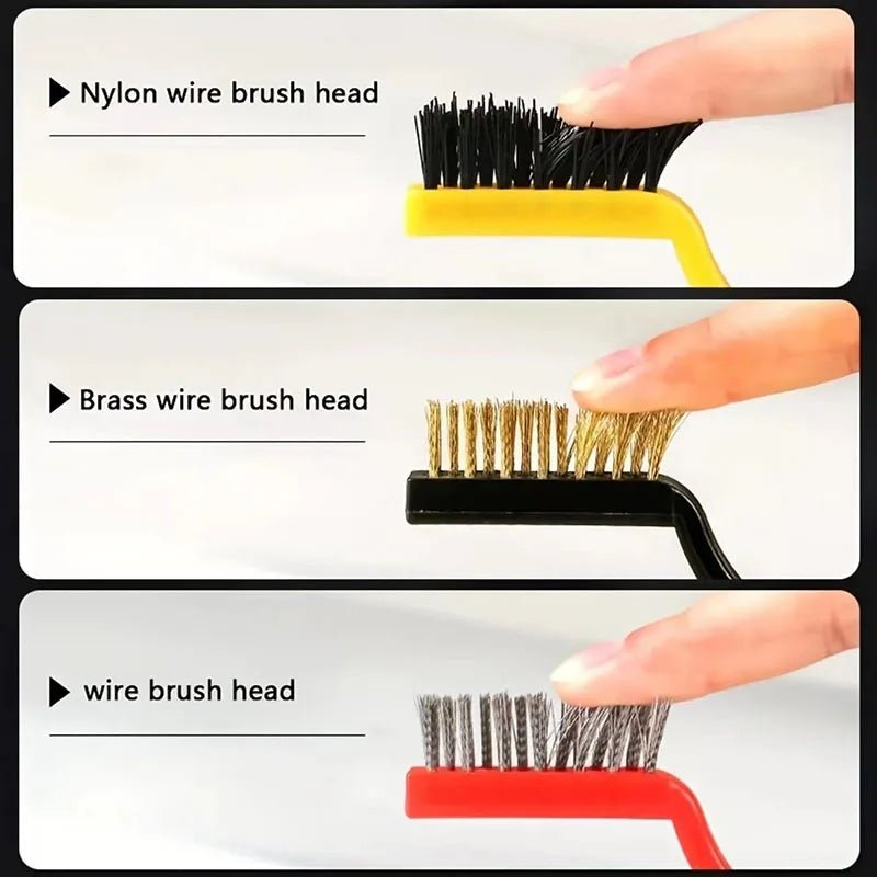 Escova de aço inoxidável , removedor de ferrugem, fio de metal, conjunto de 3 peças