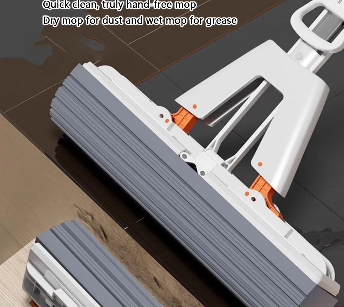 Esfregão mop de borracha com drenagem automática espremida mágico, auto-limpeza, esponja reutilizável