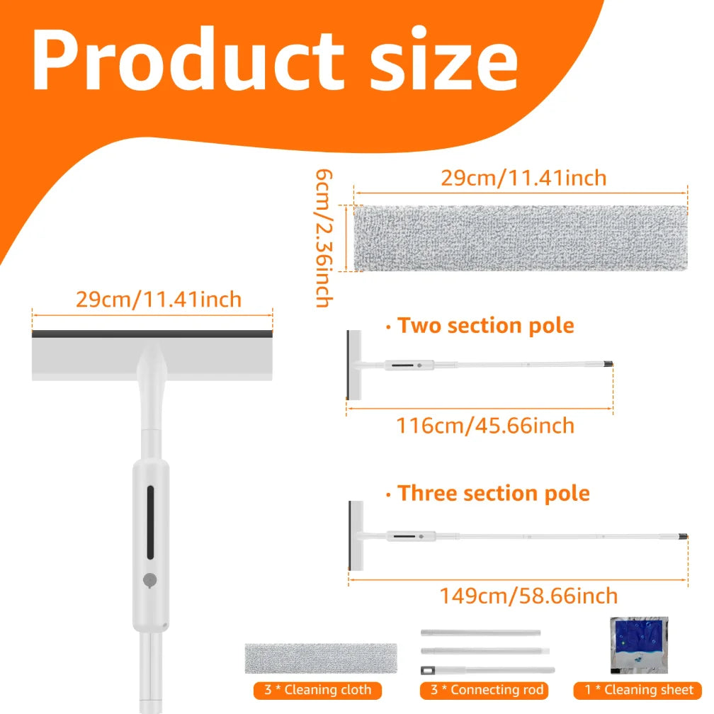 2 em 1 kit de limpeza de janela spray dupla face rodo de vidro limpador espanador mop janela ferramentas de limpeza profissional