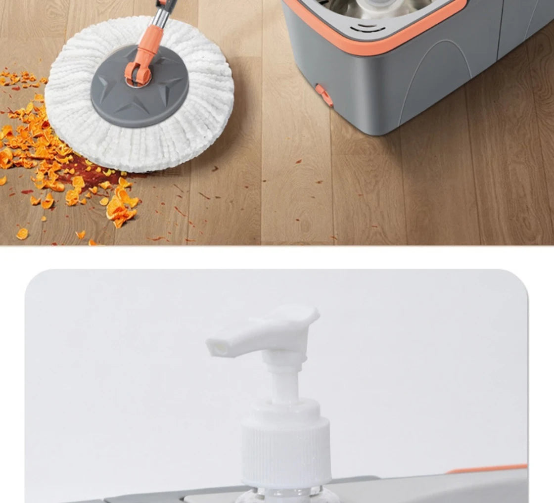 Conjunto de esfregão giratório balde separação de sujeira + garrafa de adição de produtos