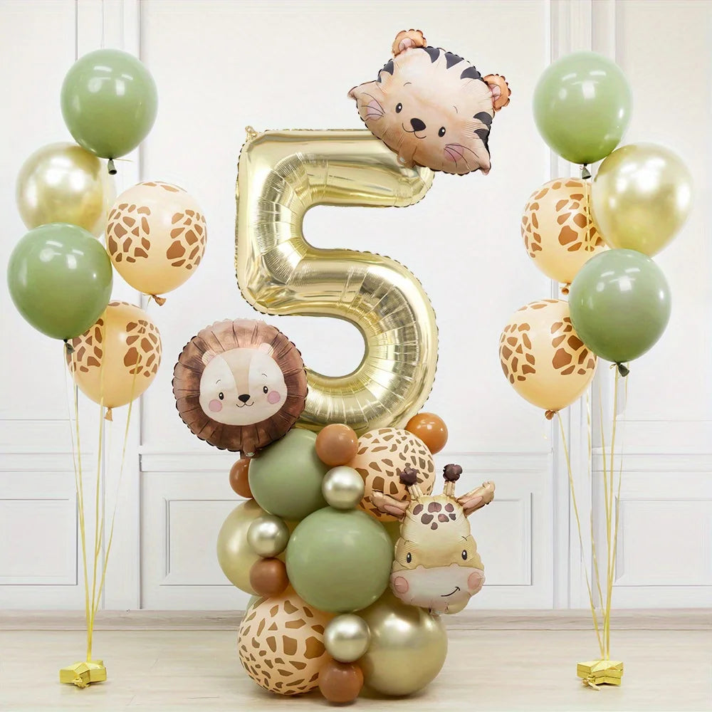 Kit Para Torre de Balões Safari com Número (1 a 9) – 38 Peças