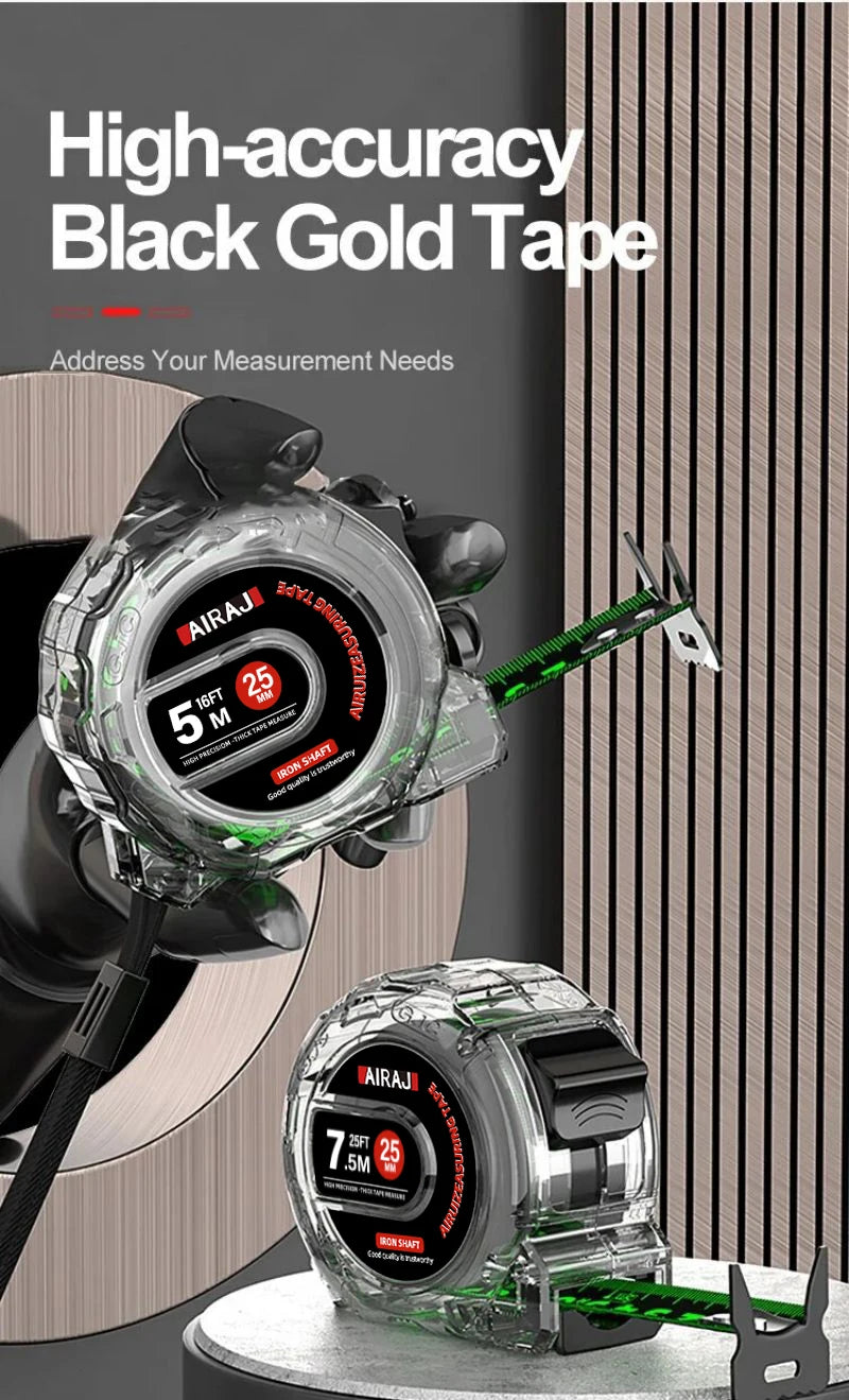 Fita métrica fluorescente medida precisão escala espessada  e resistente ao desgaste ferramenta de medição multiuso