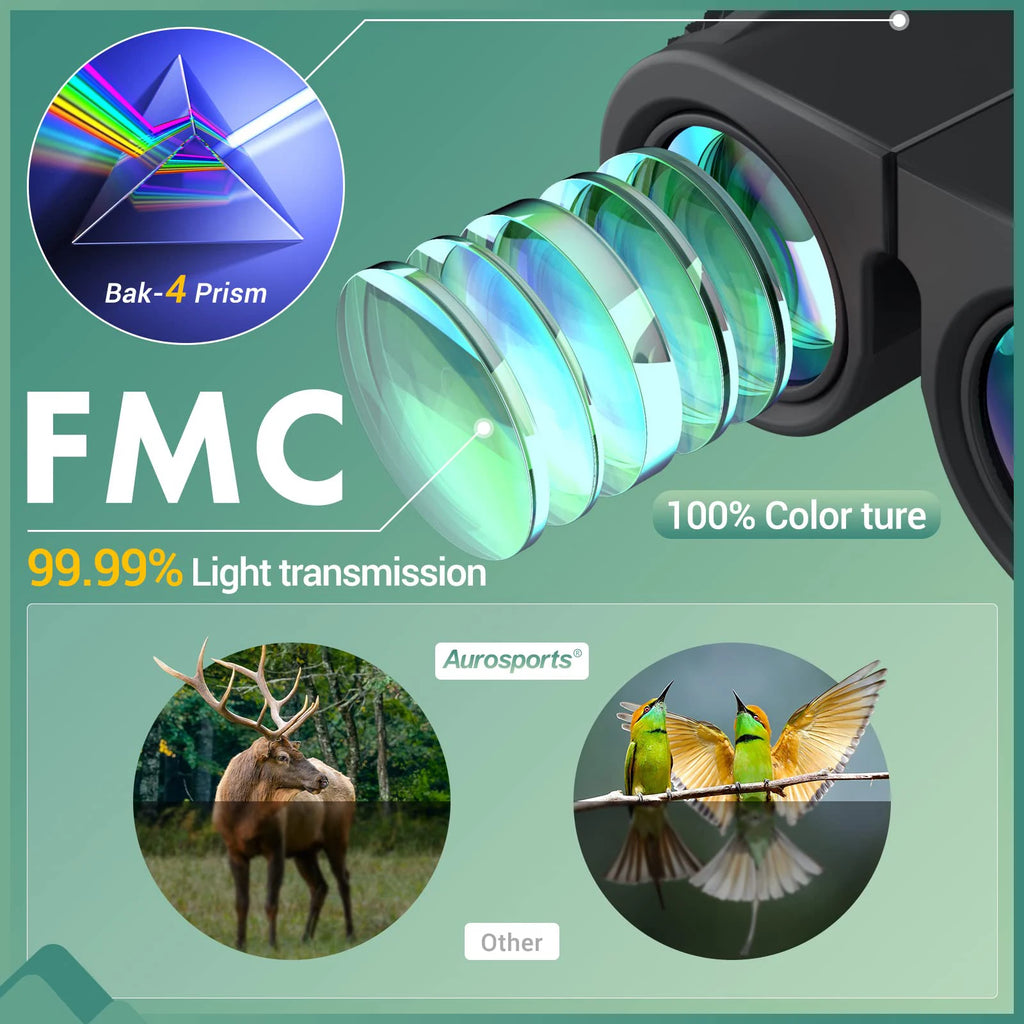 Binóculo hd dobrável compacto alcance 1000m lente fmc