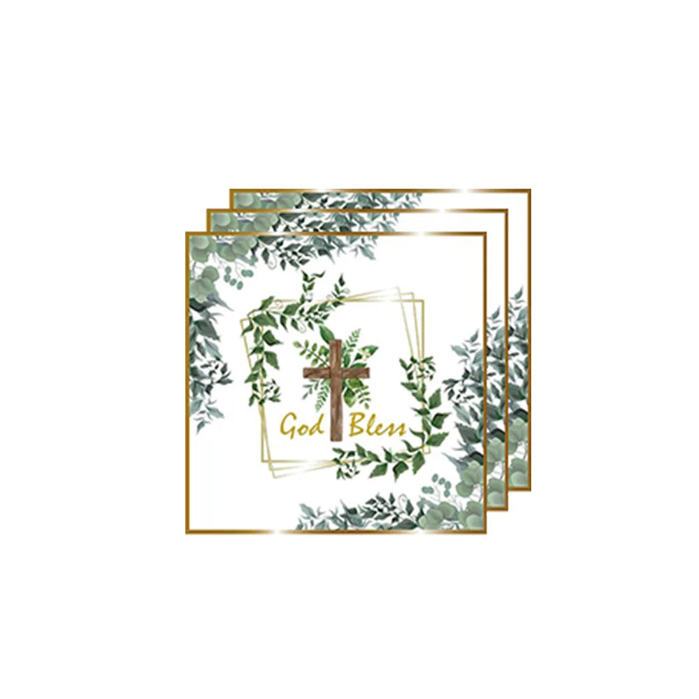 Pratos Descartáveis Temáticos (Cruz e Folhagem)